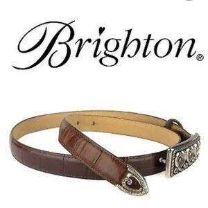 Brighton leather belt‎ brown medium floral pouch included